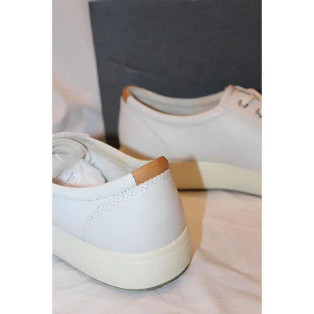 Ecco Soft 7 Men's Leather Low Top Casual Athletic Sneakers EU 42 US 9 WHITE $300